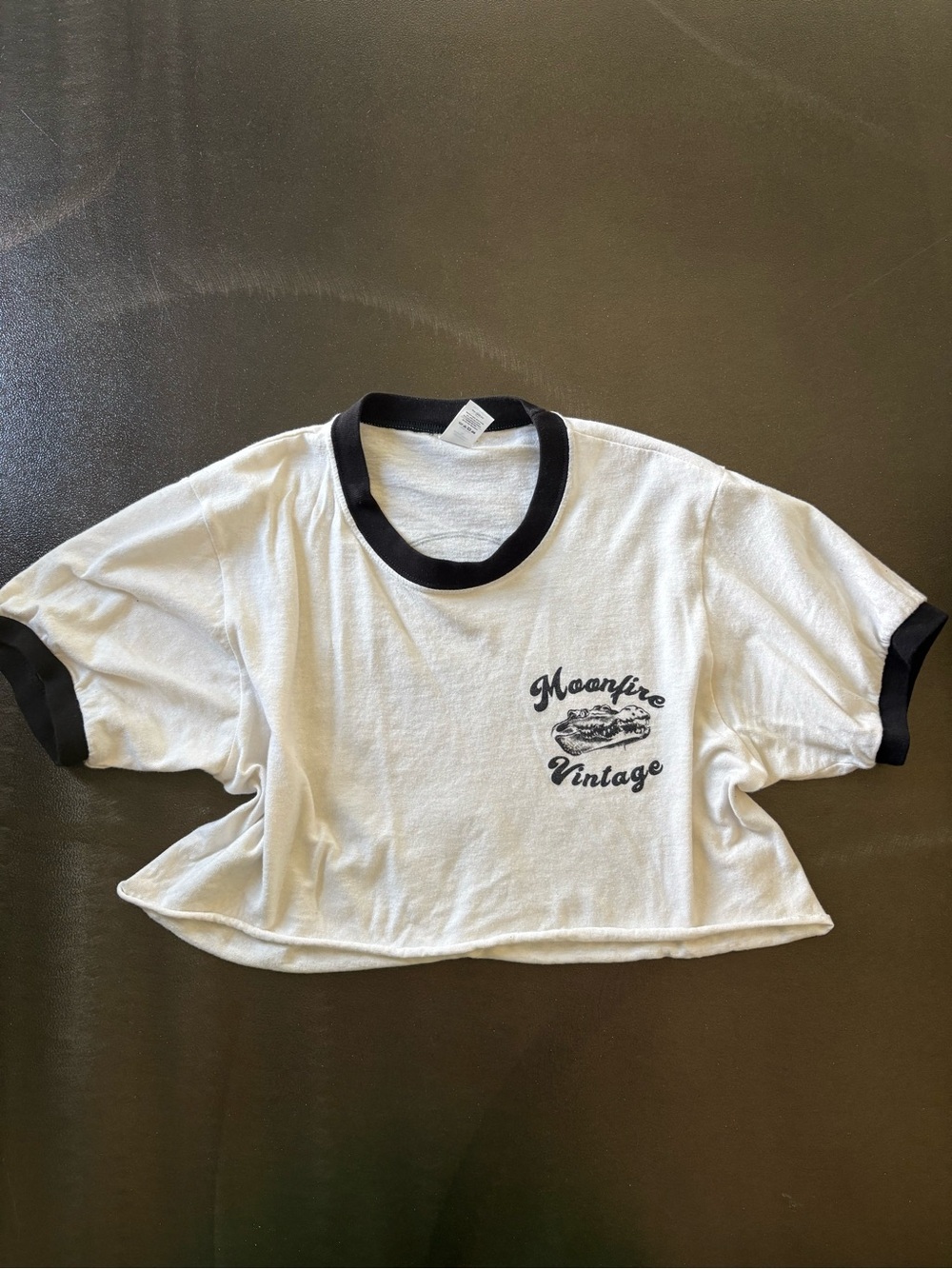 White Ringer Tee with Black Motorcycle Graphic - Picture 5 of 5